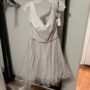 Vera Wang Light Gray Tulle Mini Dress